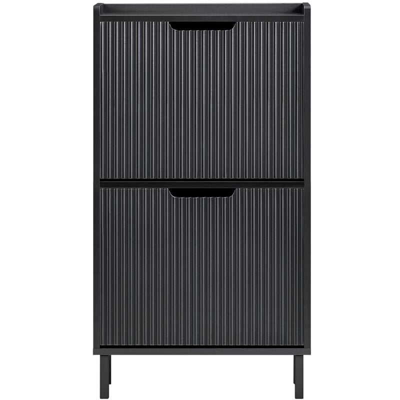 foto del prodotto mobiletto portascarpe scarpiera mobile ingresso salvaspazio regolabili nero 50x19x90cm 2 ante fsr177 sch sobuy
