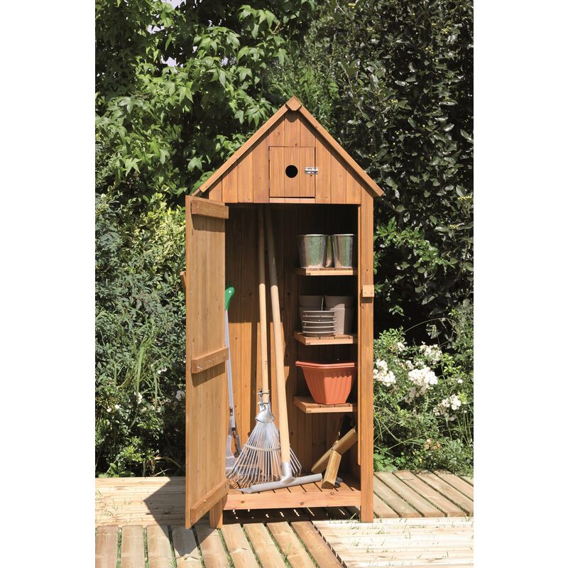 foto del prodotto mobiletto utile 3 casetta portattrezzi in legno 77x54,3x179 cm