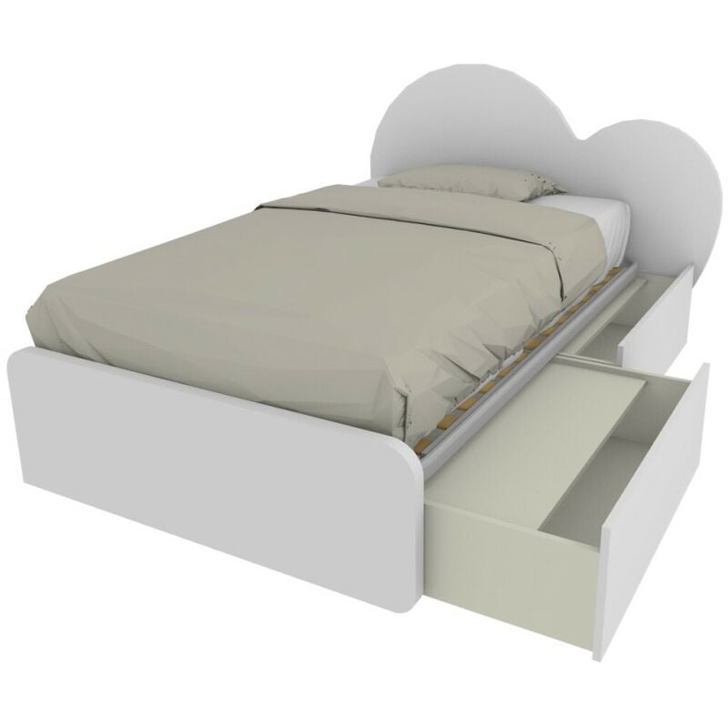 foto del prodotto mobilfino camerette letto a cuore 1 piazza e mezza con cassettoni 120x190 cm made in italy bianco