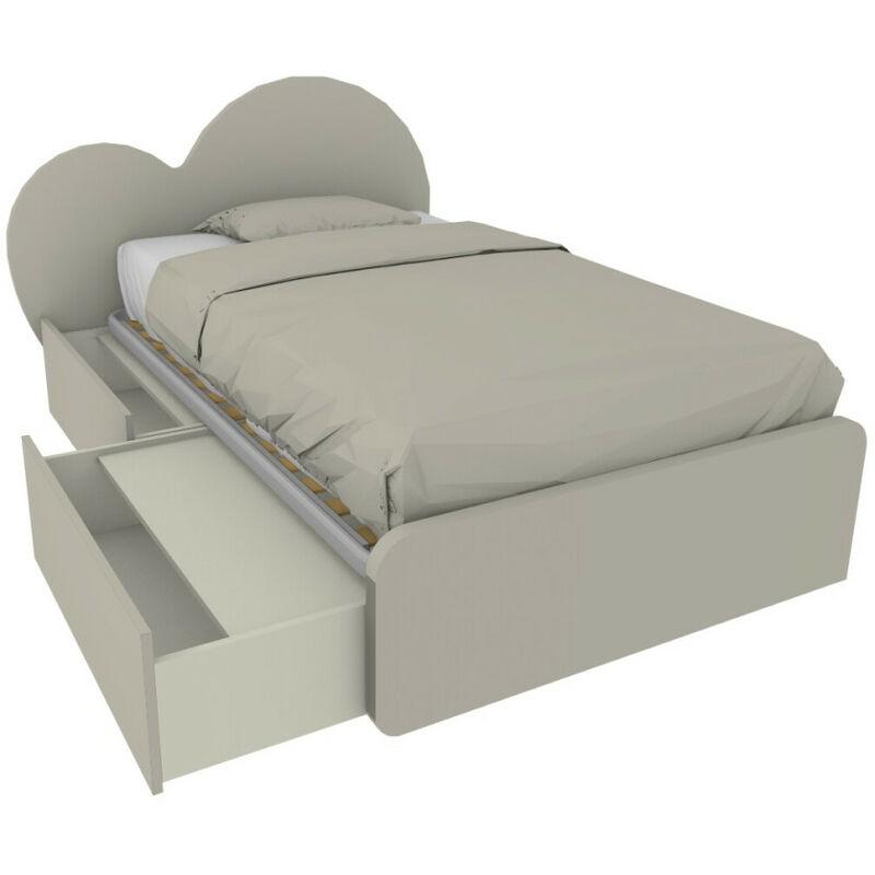 foto del prodotto mobilfino camerette letto a cuore 1 piazza e mezza con cassettoni 120x190 cm made in italy ecru cappuccino