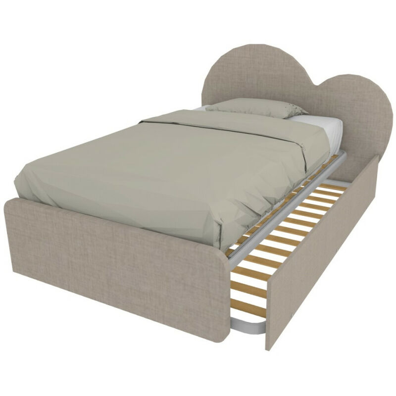 foto del prodotto mobilfino camerette letto a cuore 1 piazza e mezza con secondo letto estraibile perfetto per camerette effetto tessuto