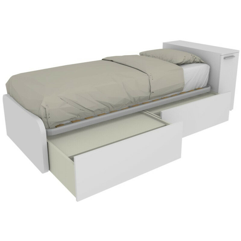 foto del prodotto mobilfino camerette letto singolo salvaspazio con cassetti e testata contenitiva bianco