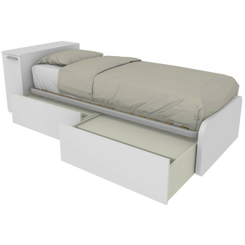 foto del prodotto mobilfino camerette letto singolo salvaspazio con cassetti e testata contenitiva bianco
