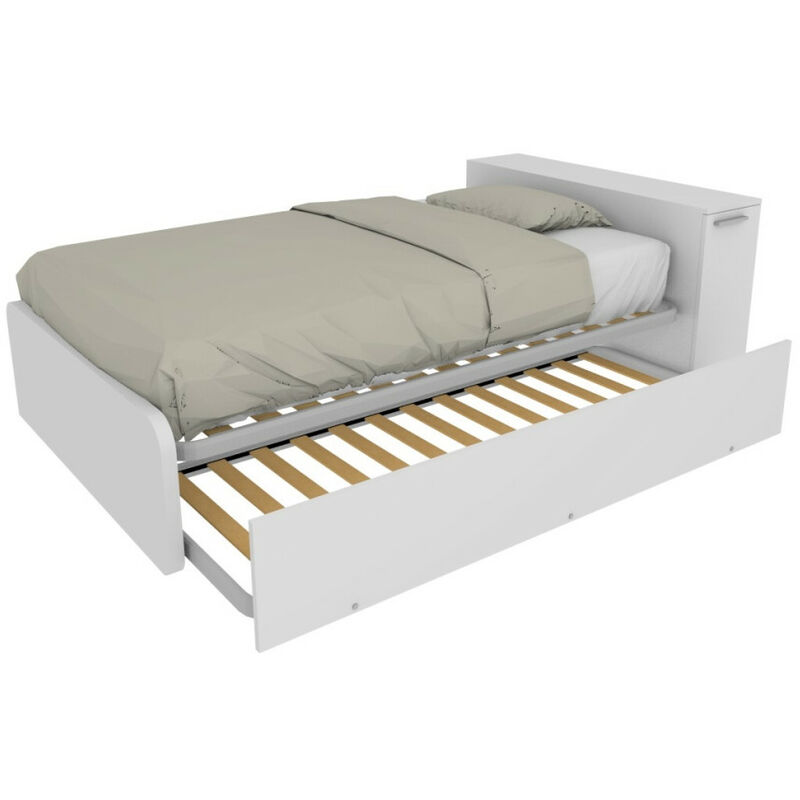 foto del prodotto mobilfino camerette letto una piazza e mezza 120x190 con contenitore e secondo letto estraibile bianco