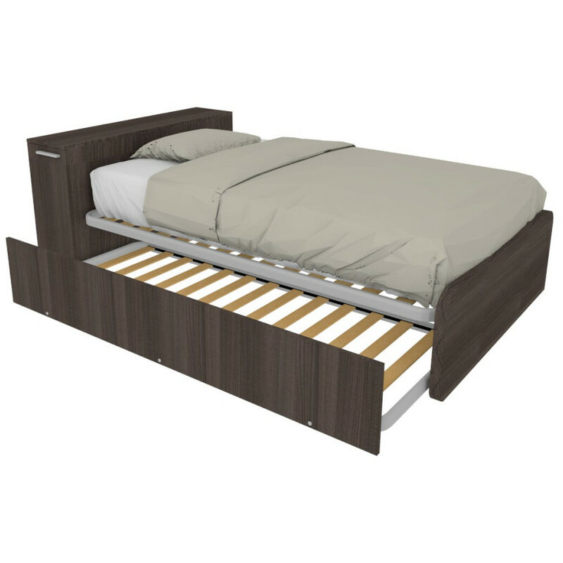 foto del prodotto mobilfino camerette letto una piazza e mezza 120x190 con contenitore e secondo letto estraibile olmo jerez scuro