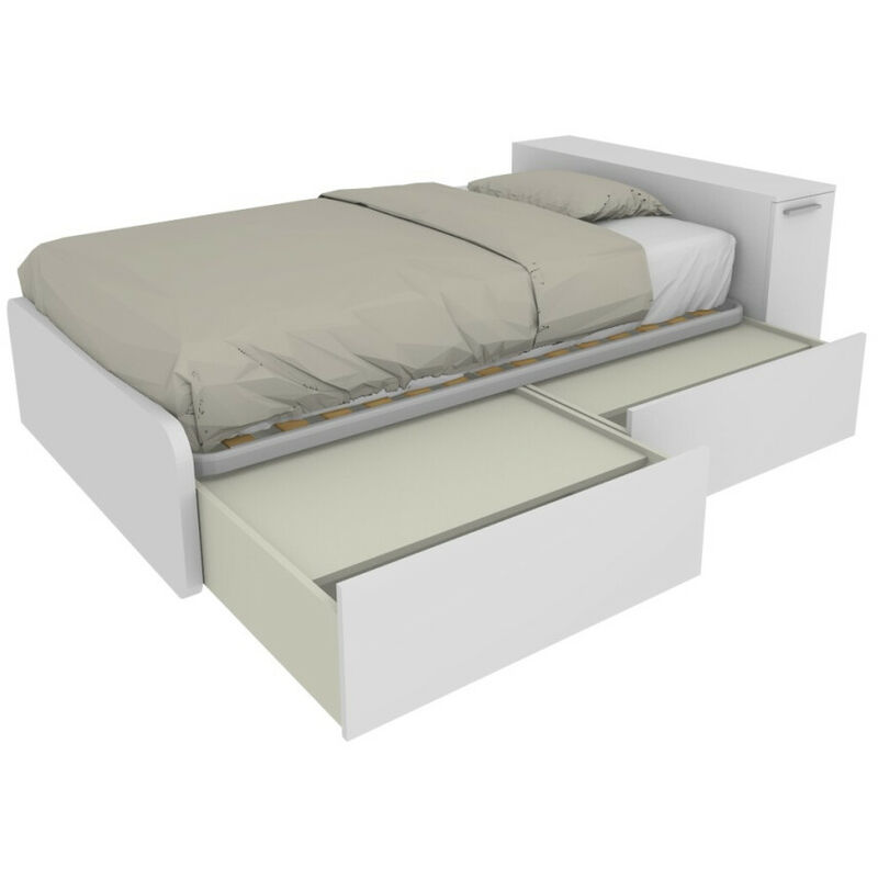 foto del prodotto mobilfino camerette letto una piazza e mezza 120x190 con contenitore ideale per camerette bianco