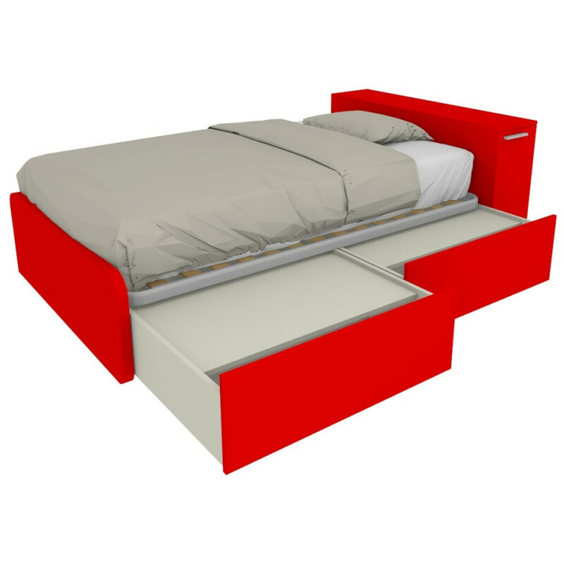 foto del prodotto mobilfino camerette letto una piazza e mezza 120x190 con contenitore ideale per camerette rosso