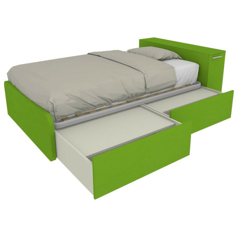 foto del prodotto mobilfino camerette letto una piazza e mezza 120x190 con contenitore ideale per camerette verde mela