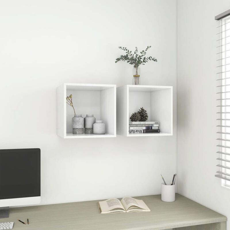 foto del prodotto mobili a muro 2pz bianchi 37x37x37 cm in legno multistrato vidaxl