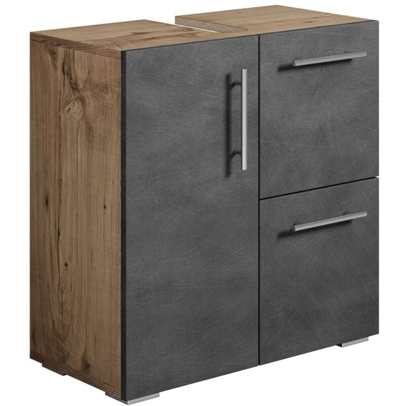 foto del prodotto mobili da bagno mars 60 x 30 x 60cm rovere castagno con grigio armadio