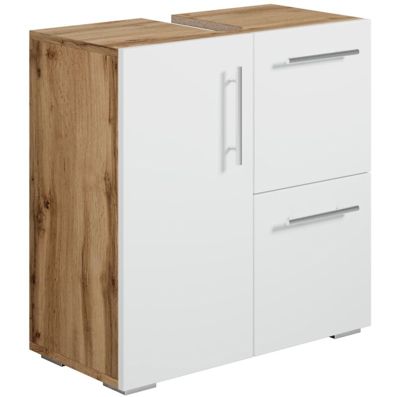 foto del prodotto mobili da bagno mars 60 x 30 x 60cm rovere con bianco armadio mobiletto lavabo