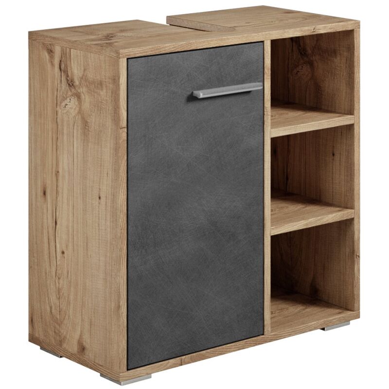 foto del prodotto mobili da bagno neptunus 60 x 28 x 60cm rovere castagno con grigio armadio