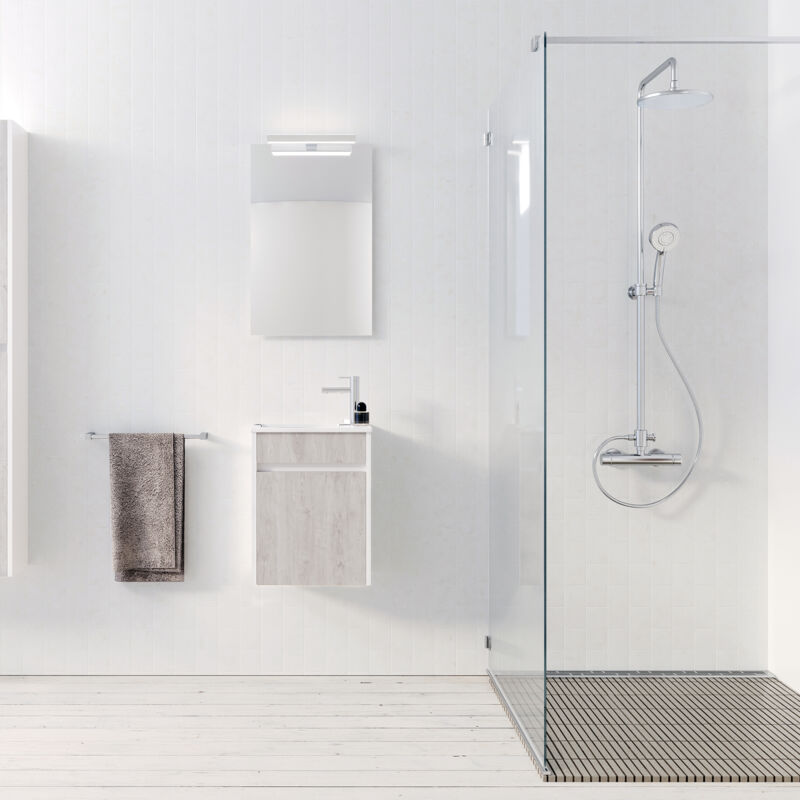 foto del prodotto mobili da bagno salvaspazio 40x50x22 cm grigio e bianco