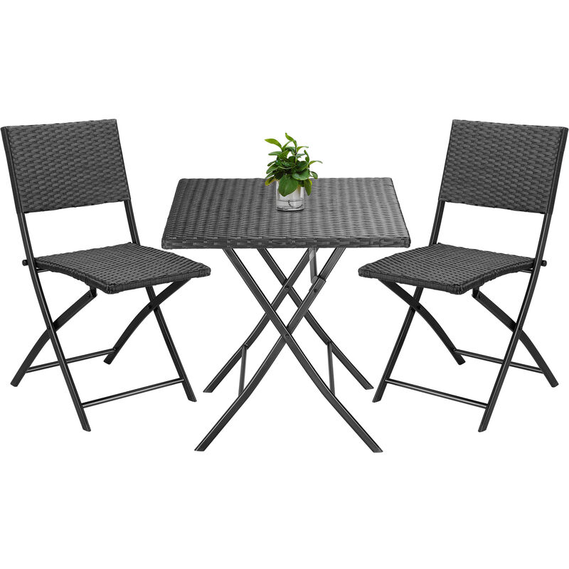 foto del prodotto mobili da balcone in polyrattan 3 pezzi pieghevole salvaspazio 2 persone resistente alle intemperie terrazza bistro giardino set sedie arredo