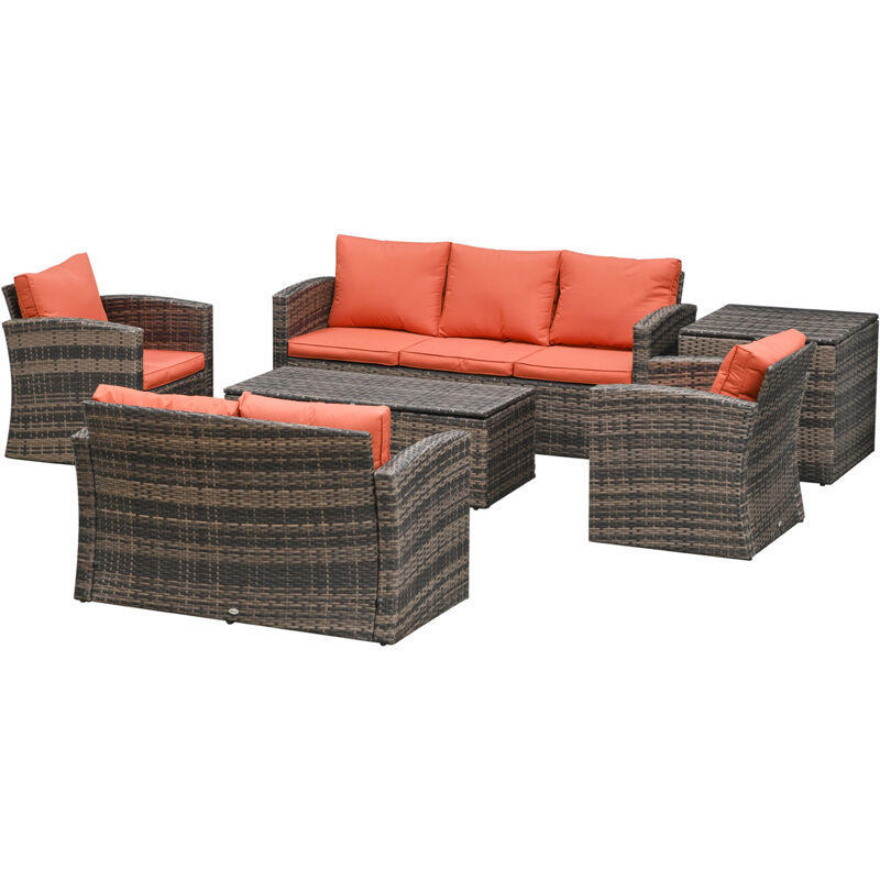 foto del prodotto mobili da giardino 6 pezzi in rattan divani poltrone tavoli outsunny