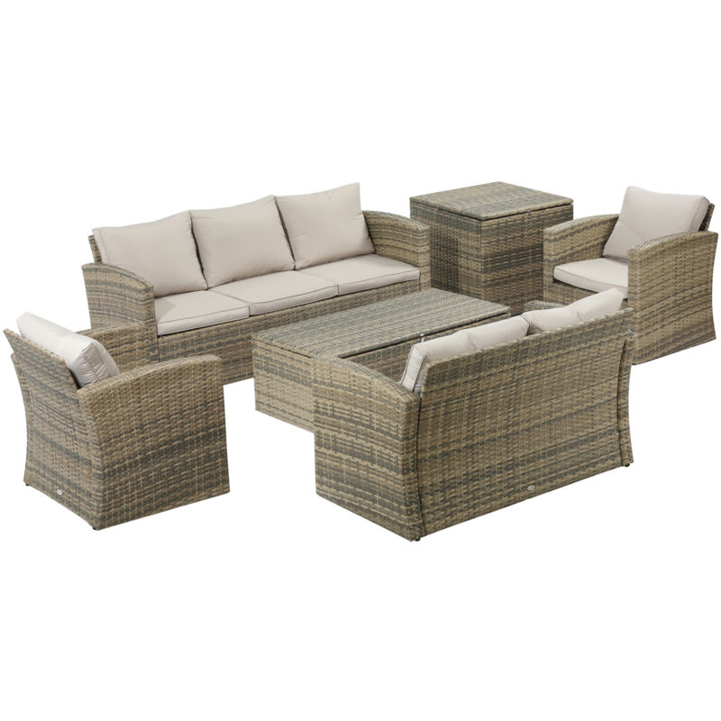 foto del prodotto mobili da giardino 6 pezzi in rattan divani poltrone tavoli outsunny