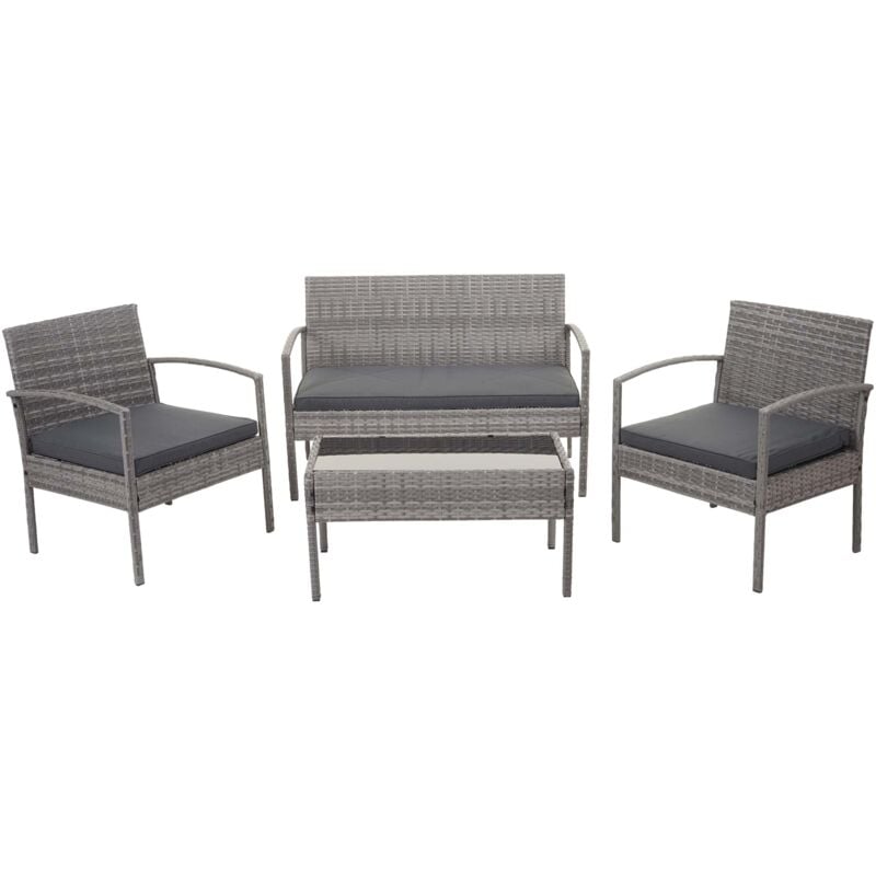 foto del prodotto mobili da giardino in polyrattan grigio per balcone giardino terrazza giardino cuscini grigio scuro 040004213