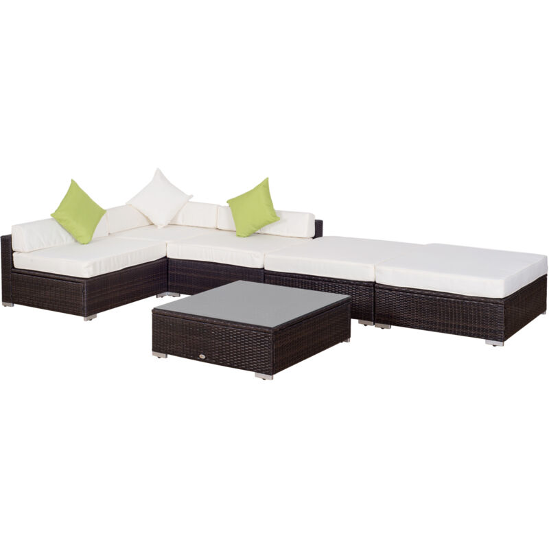 foto del prodotto mobili da giardino in rattan pe con divano angolare e pouf outsunny