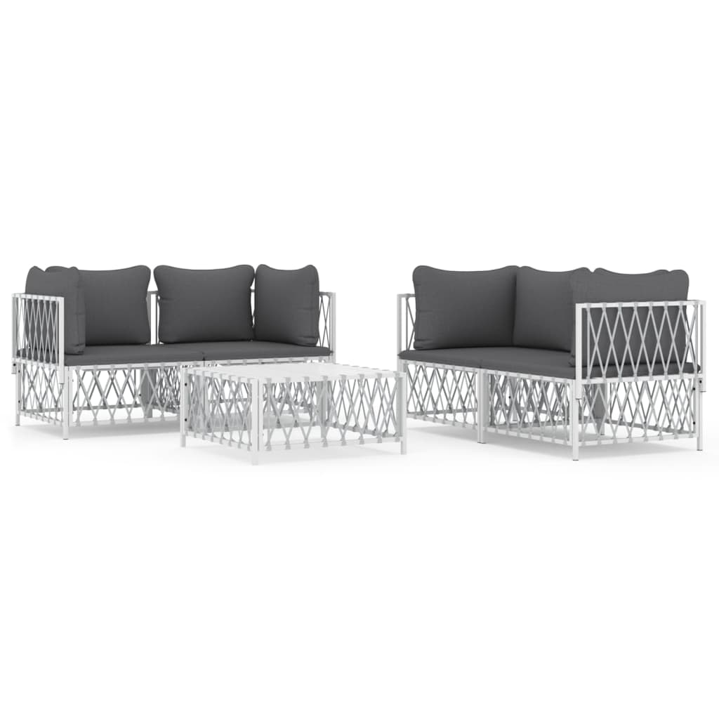 foto del prodotto mobili da giardino mobili da esterno set di mobili con cuscini 5 pezzi acciaio bianco 02 0018304