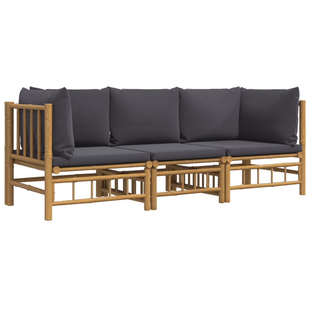foto del prodotto mobili da giardino mobili da esterno set di mobili da 3 pezzi con cuscini in bamb grigio scuro 02 0015967