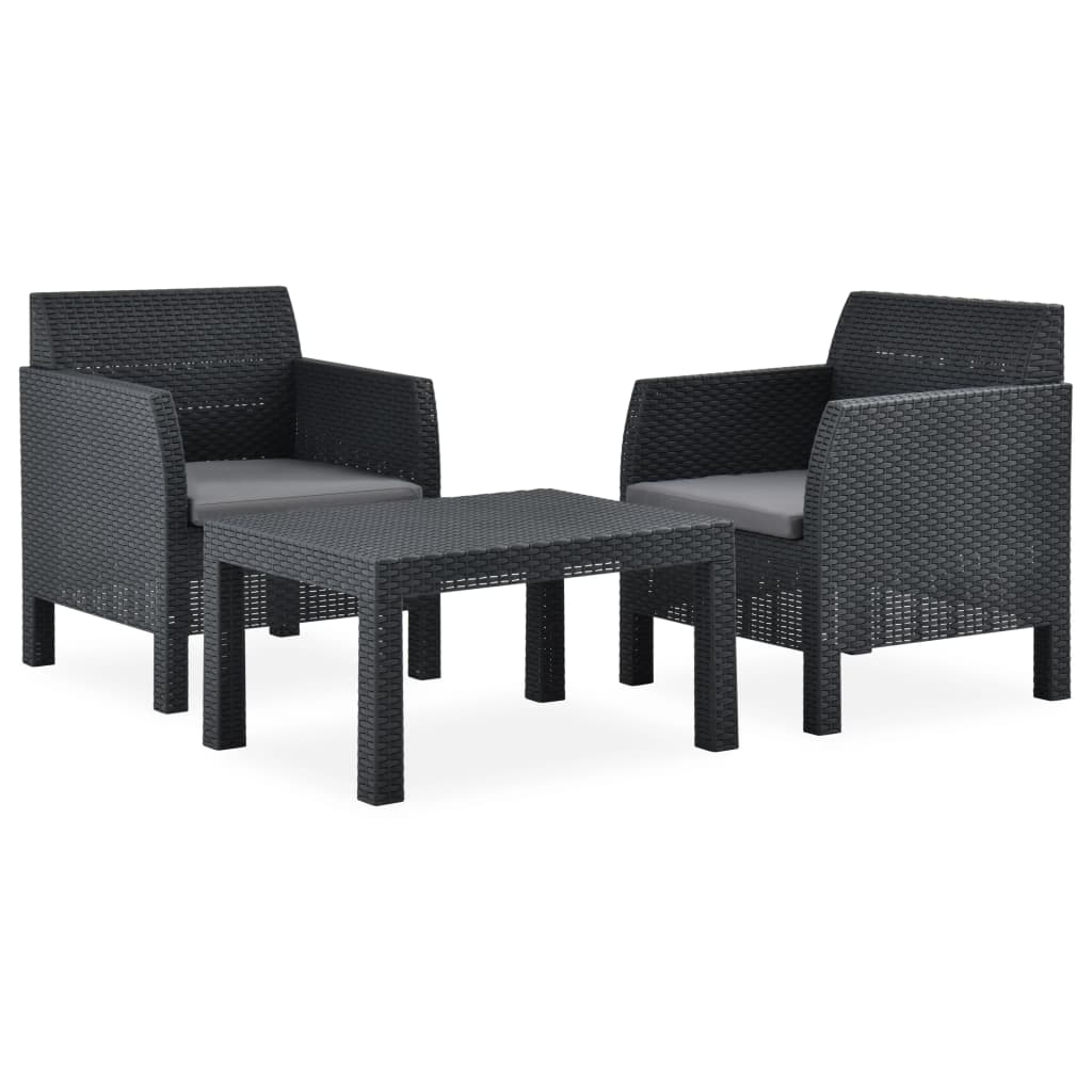 foto del prodotto mobili da giardino mobili da esterno set di mobili da 3 pezzi con cuscini pp rattan antracite 02 0015988