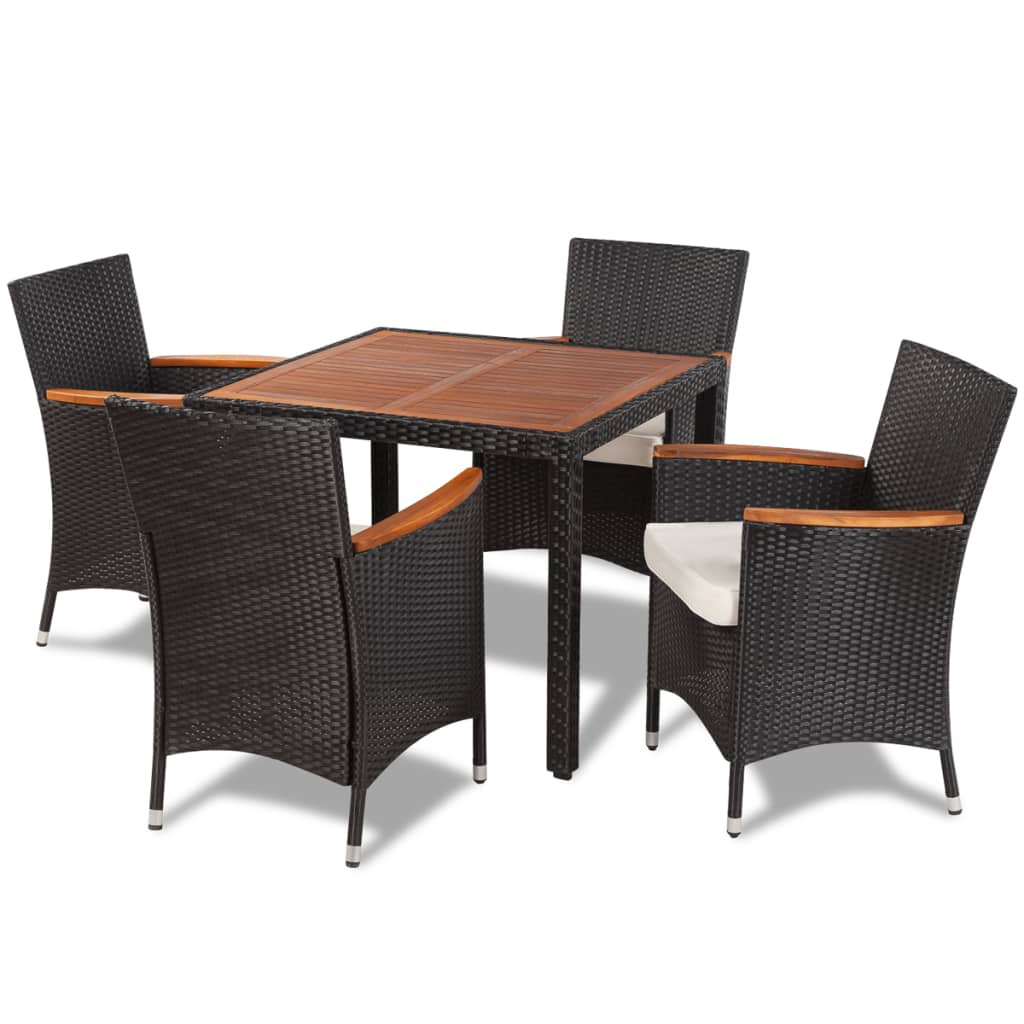 foto del prodotto mobili da giardino mobili da esterno set di mobili da 5 pezzi con cuscini in resina intrecciata nera 02 0016473