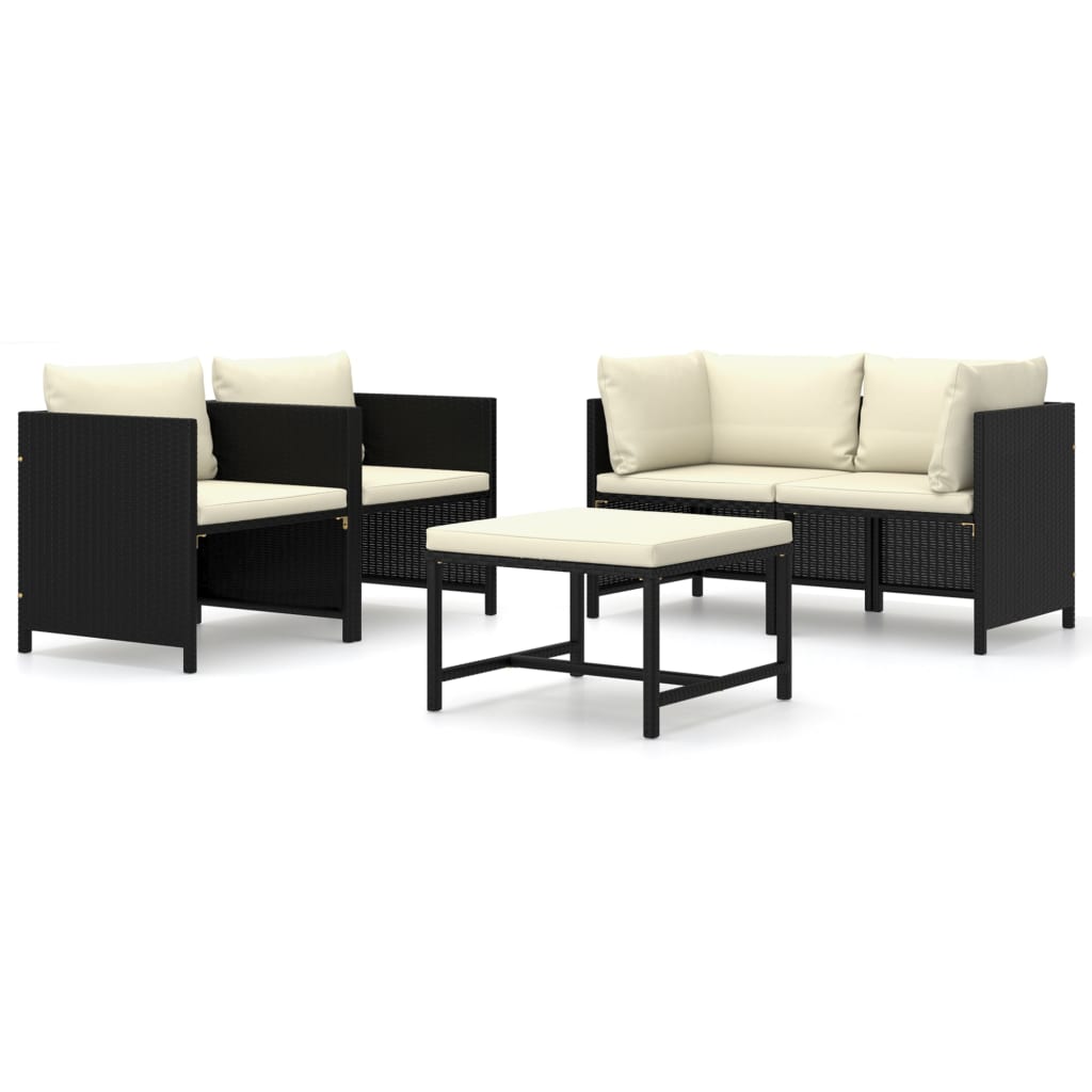 foto del prodotto mobili da giardino mobili da esterno set di mobili da 5 pezzi con cuscini in resina intrecciata nera 02 0016489