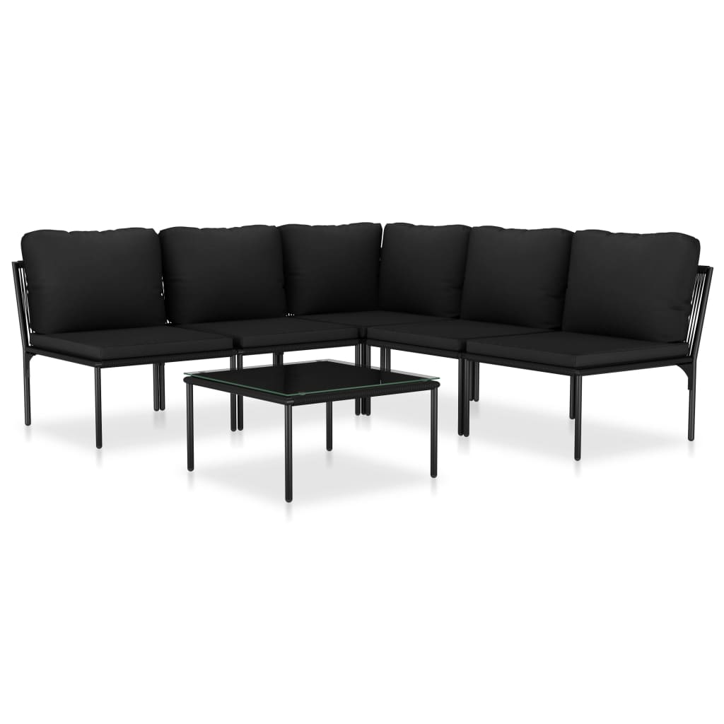 foto del prodotto mobili da giardino mobili da esterno set di mobili da 6 pezzi con cuscini in pvc nero 02 0016837