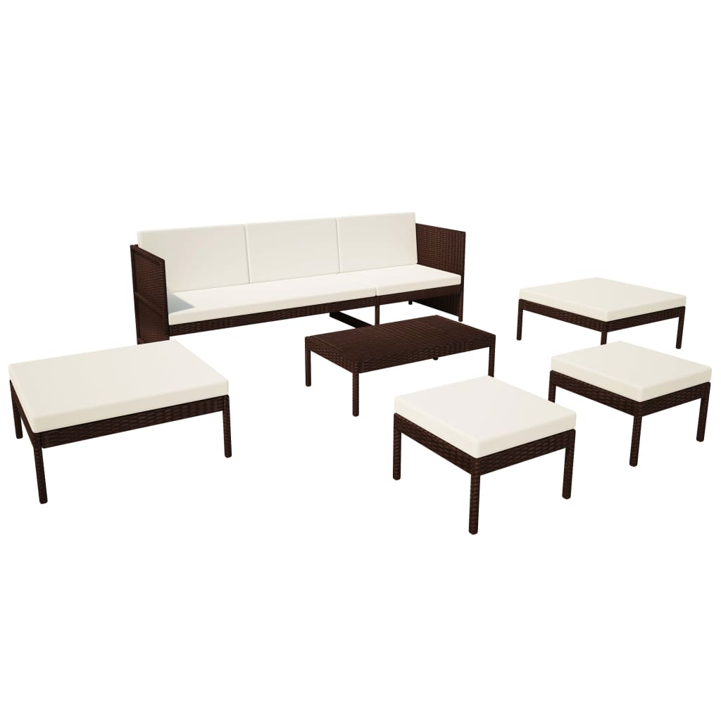 foto del prodotto mobili da giardino mobili da esterno set di mobili da 6 pezzi con cuscini in resina intrecciata marrone 02 0016889