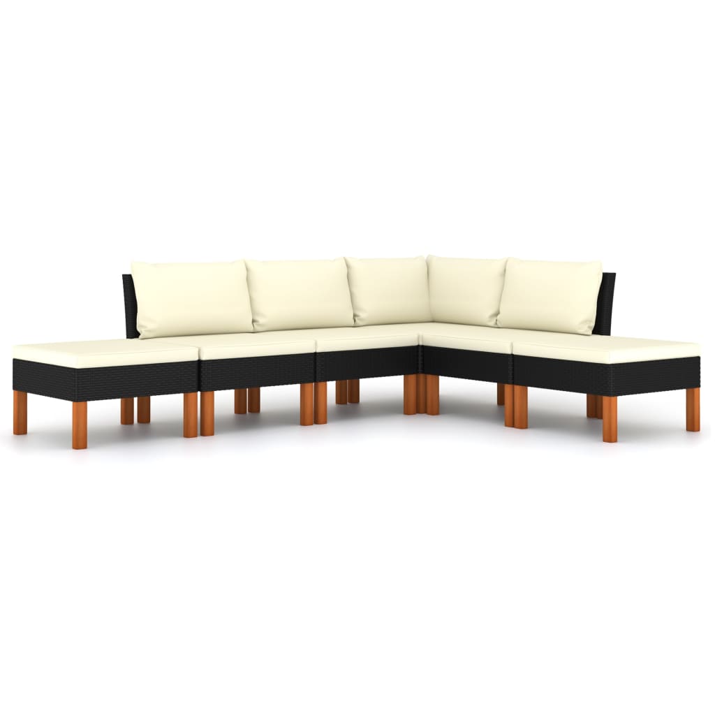 foto del prodotto mobili da giardino mobili da esterno set di mobili da 6 pezzi con cuscini in resina intrecciata nera 02 0016923