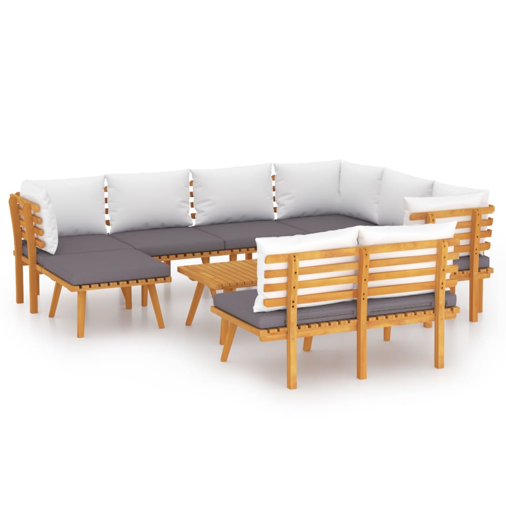 foto del prodotto mobili da giardino mobili da esterno set di mobili da 9 pezzi con cuscini in legno massello di acacia 02 0017910