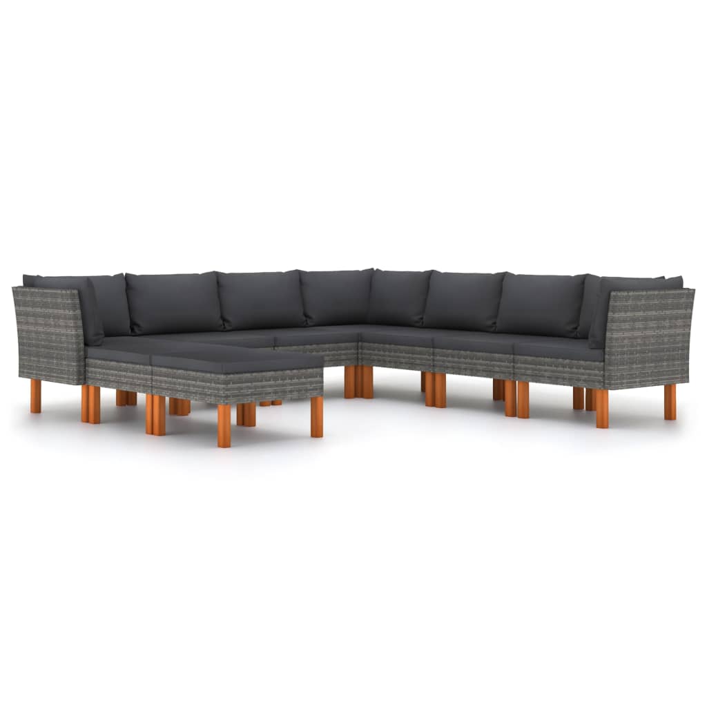 foto del prodotto mobili da giardino mobili da esterno set di mobili da 9 pezzi con cuscini in resina intrecciata grigia 02 0018093