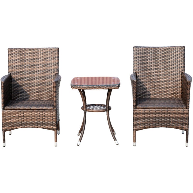 foto del prodotto mobili da giardino rattan set tavolino e sedie da giardino outsunny