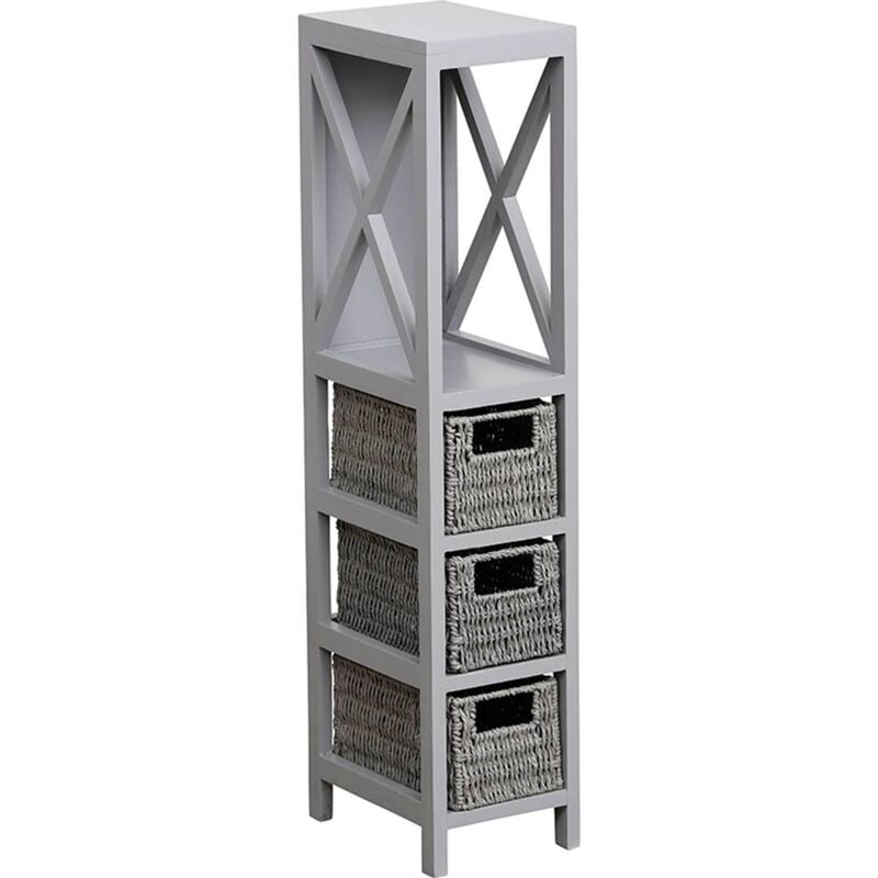 foto del prodotto mobili in mdf grigio 1 ripiano 3 cestini trecce di carta grigio tendance