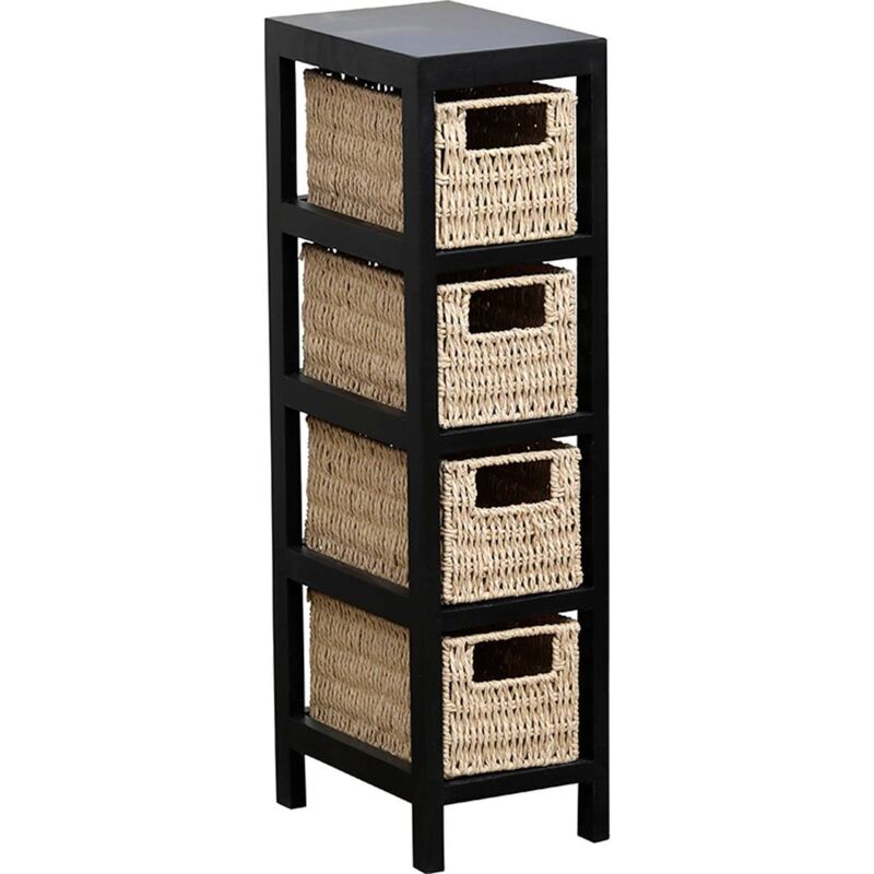 foto del prodotto mobili in mdf nero 4 cestini trecce di carta nero naturale tendance