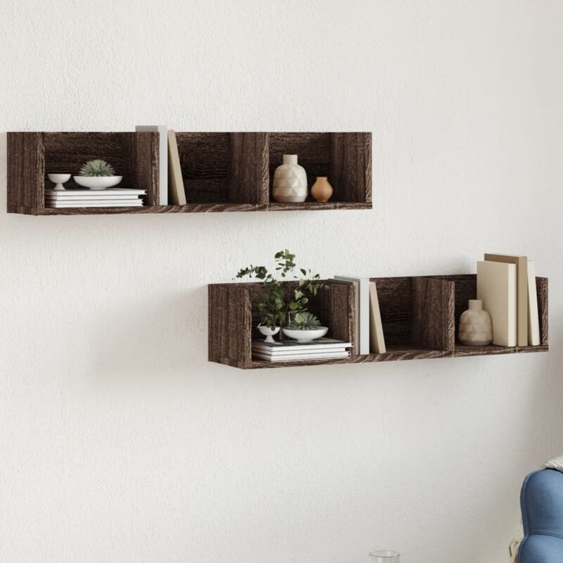 foto del prodotto mobili parete 2pz rovere marrone 75x18x16,5cm legno multistrato vidaxl