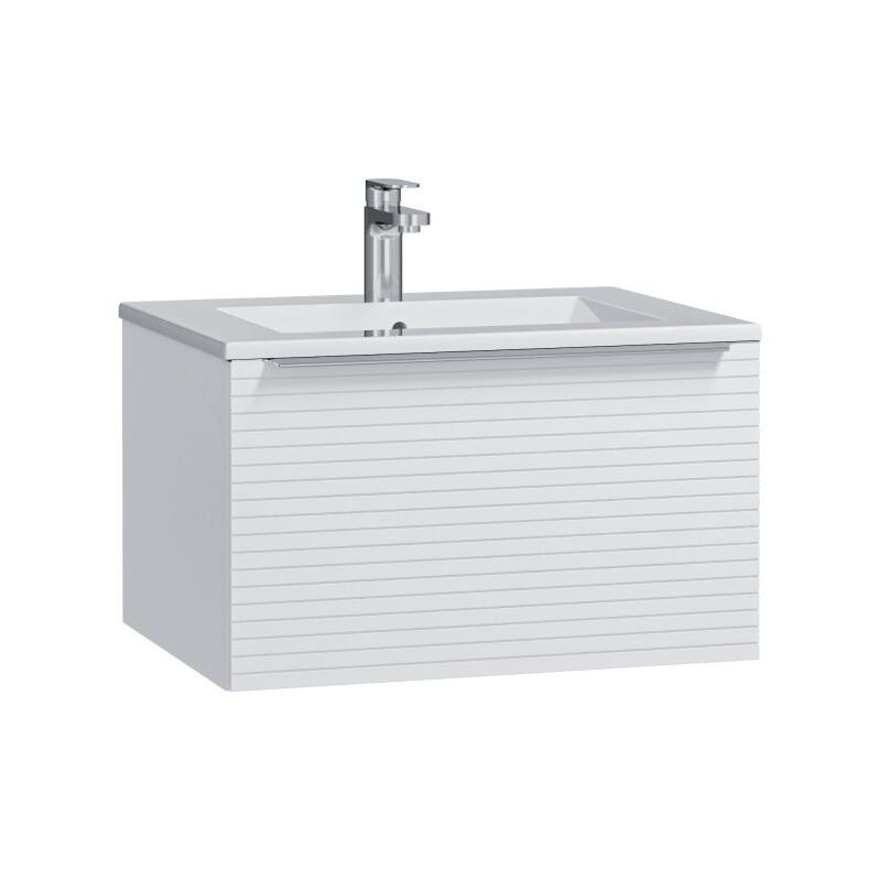 foto del prodotto mobili per bagno sospeso scanalato con lavabo singolo da incasso 60 cm bianco latoma