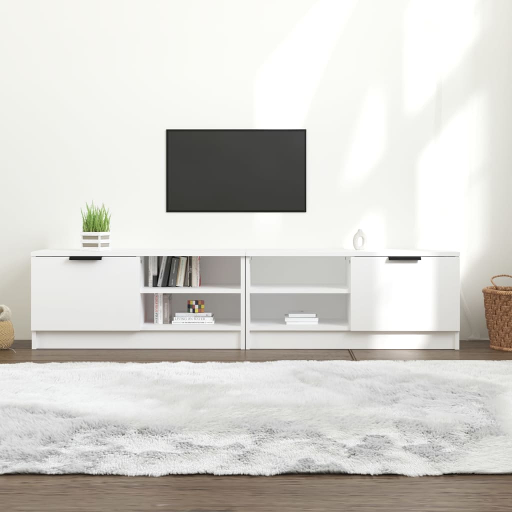 foto del prodotto mobili porta tv 2 pz bianchi 80x35x36,5 cm in legno multistrato cod mxl 20826