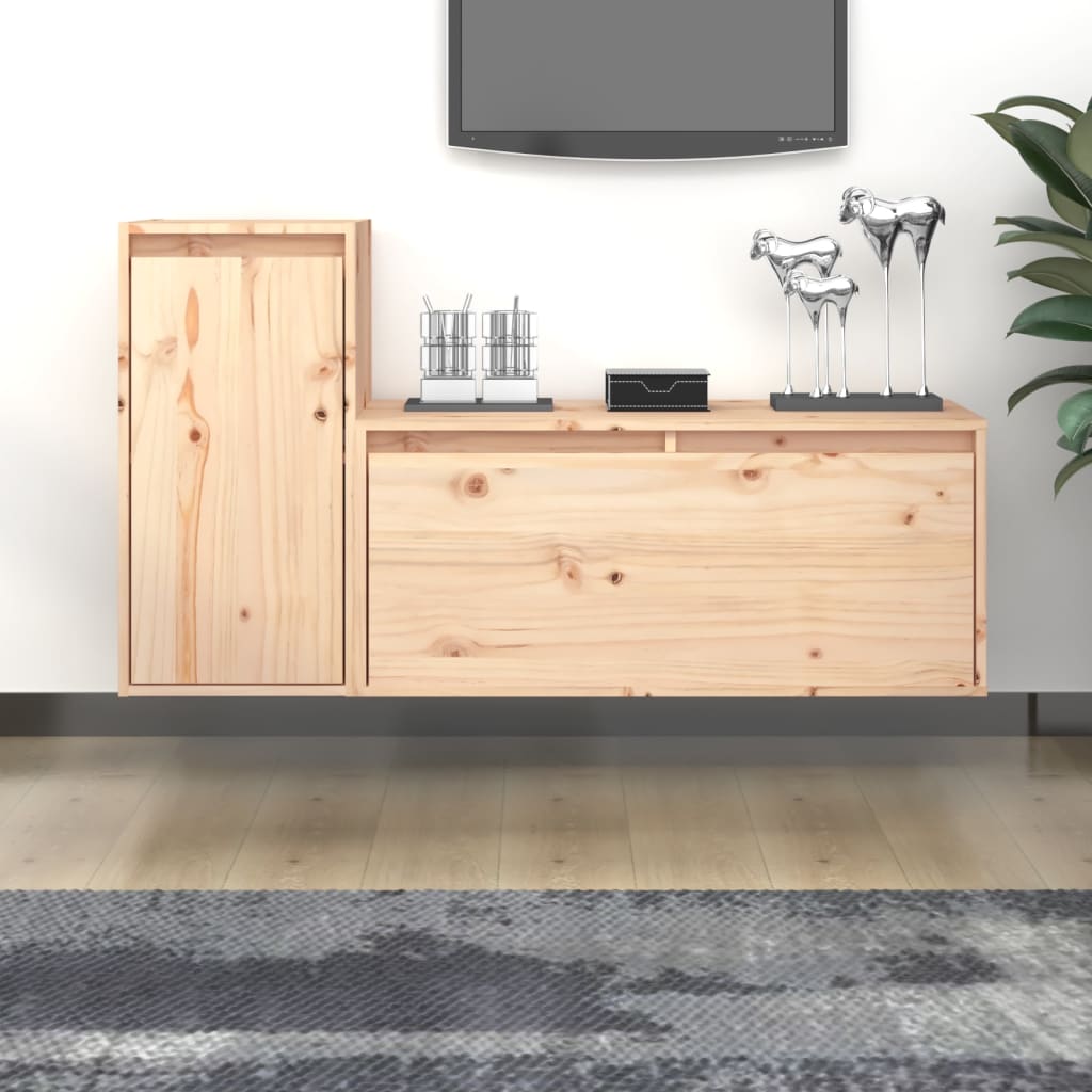 foto del prodotto mobili porta tv 2 pz in legno massello di pino cod mxl 8495