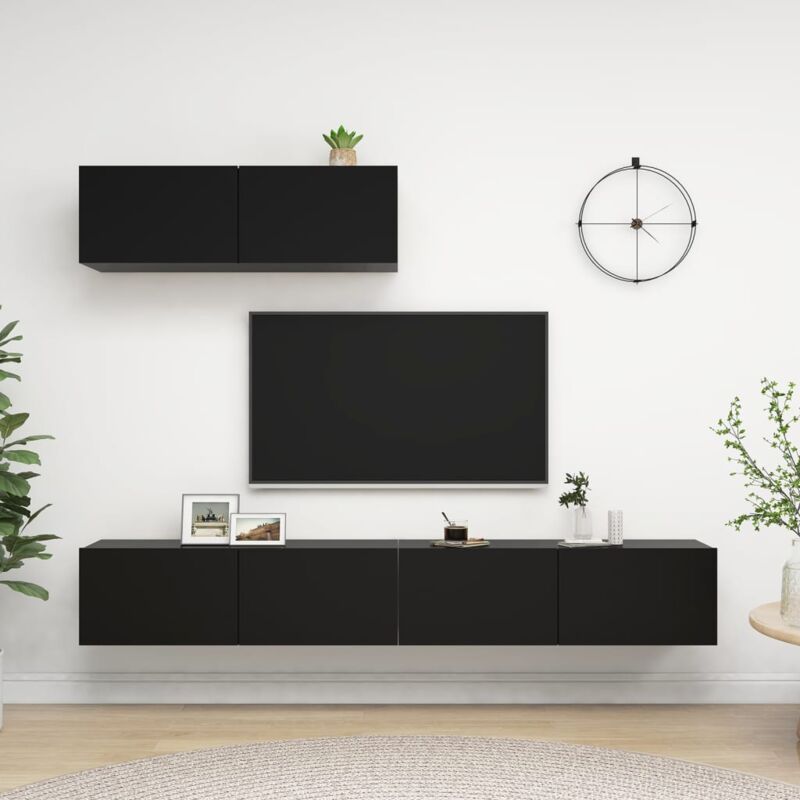 foto del prodotto mobili porta tv 3 pz neri in legno multistrato vidaxl