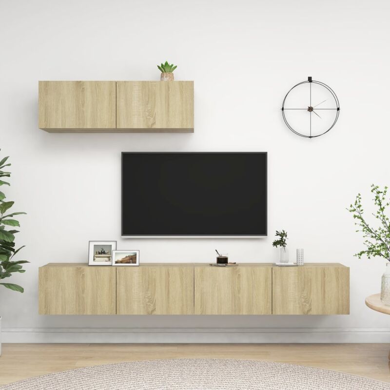 foto del prodotto mobili porta tv 3 pz rovere sonoma in legno multistrato vidaxl