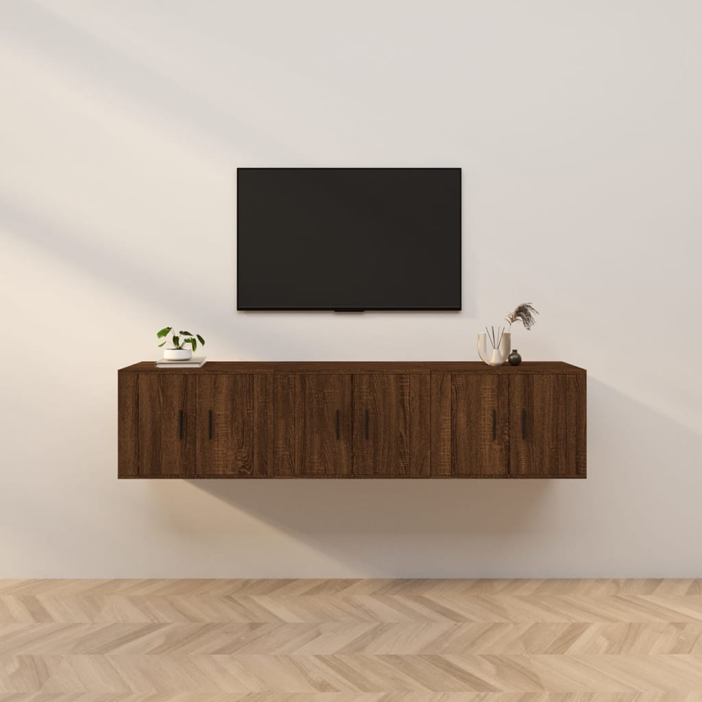 foto del prodotto mobili porta tv a parete 3 pz rovere marrone 57x34,5x40 cmcod mxl 100744