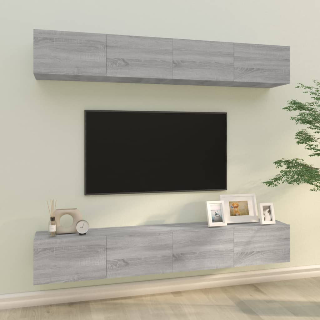 foto del prodotto mobili porta tv a parete 4 pz grigio sonoma 100x30x30 cm cod mxl 20693