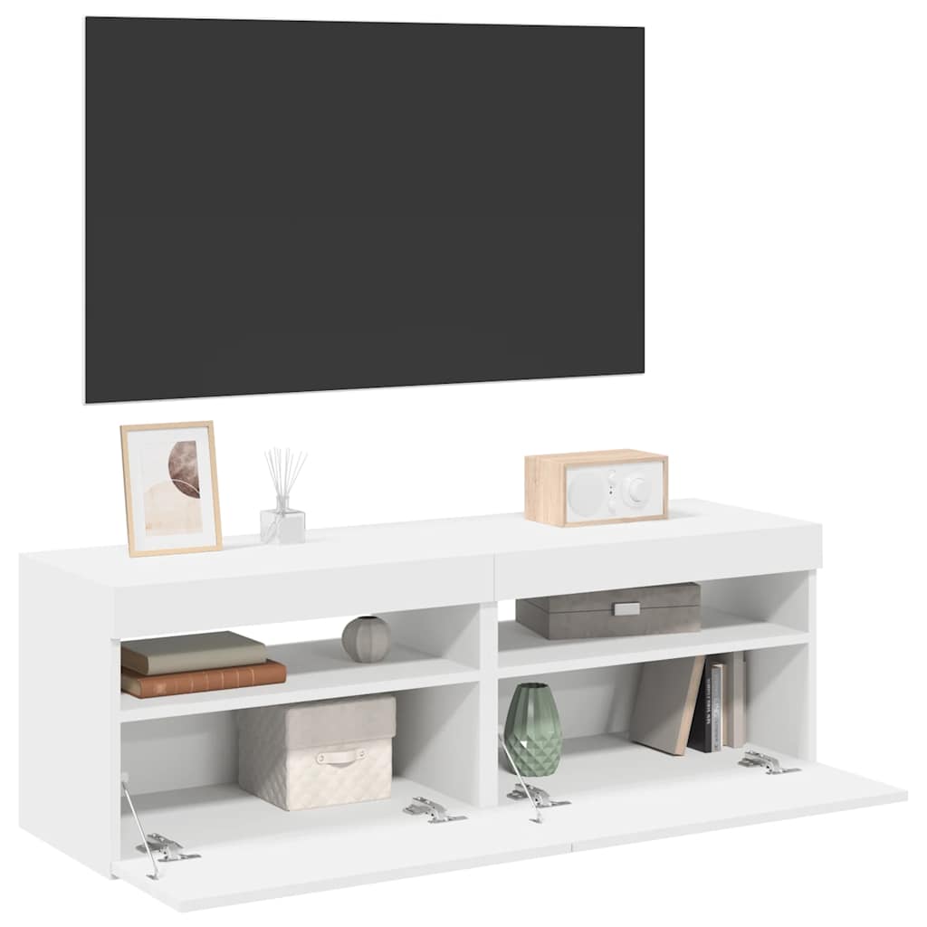 foto del prodotto mobili porta tv con luci led 2 pz bianchi 60x35x40 cm