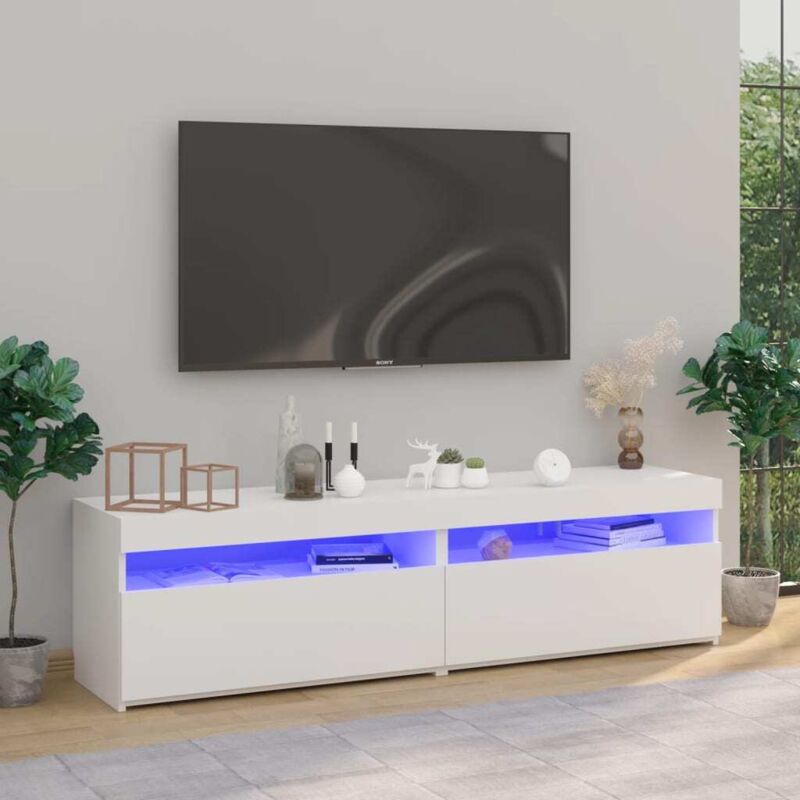 foto del prodotto mobili porta tv con luci led 2 pz bianco 75x35x40 cm - vidaxl