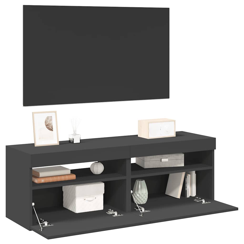 foto del prodotto mobili porta tv con luci led 2 pz grigi 60x35x40 cm cod mxl 58994