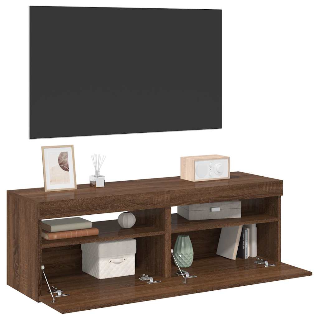 foto del prodotto mobili porta tv con luci led 2 pz rovere marrone 60x35x40 cm cod mxl 20454