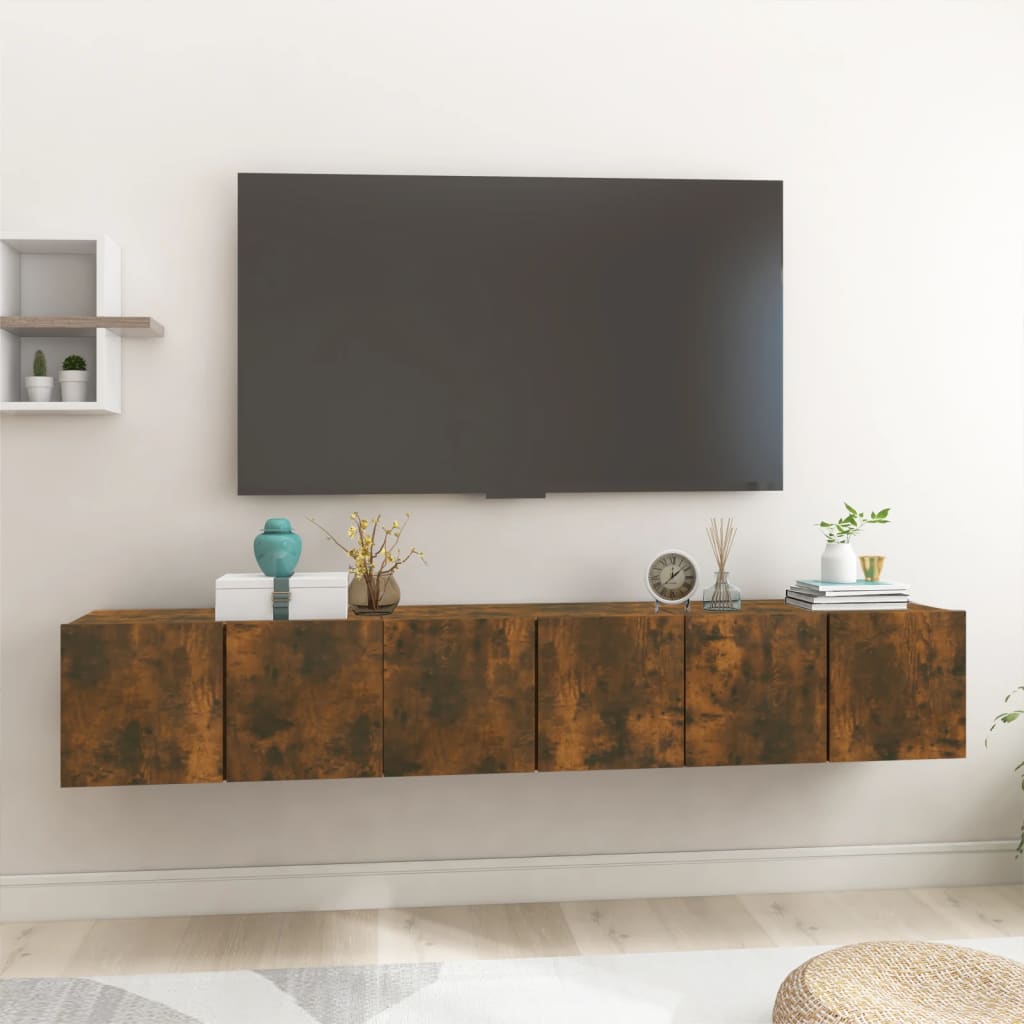 foto del prodotto mobili porta tv pensili 3 pz rovere fumo 60x30x30 cm cod mxl 17132