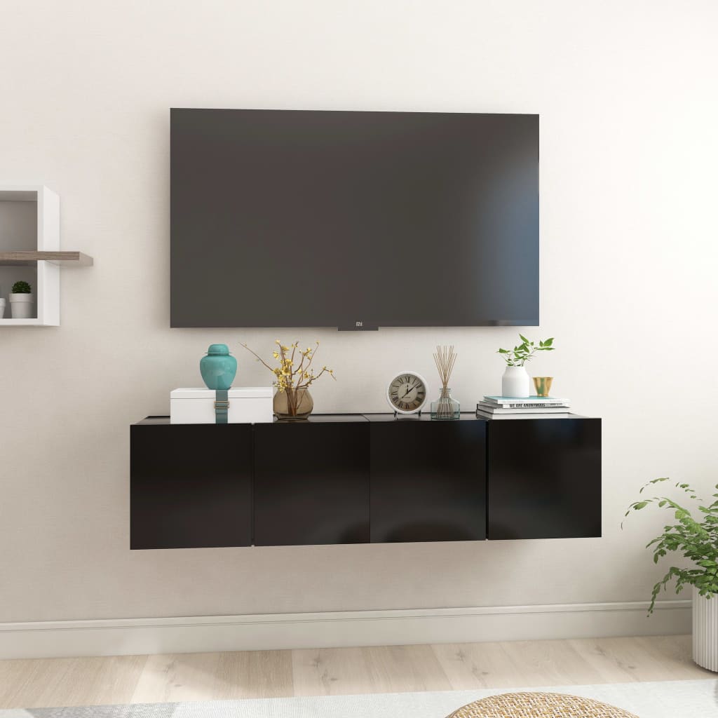 foto del prodotto mobili porta tv sospesi 2 pz neri 60x30x30 cm cod mxl 6819