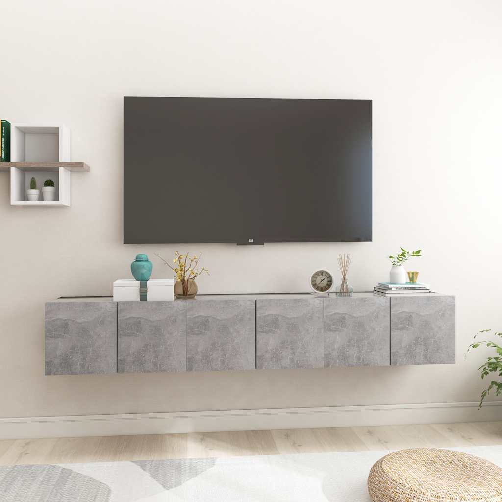foto del prodotto mobili porta tv sospesi 3 pz grigio calcestruzzo 60x30x30cm